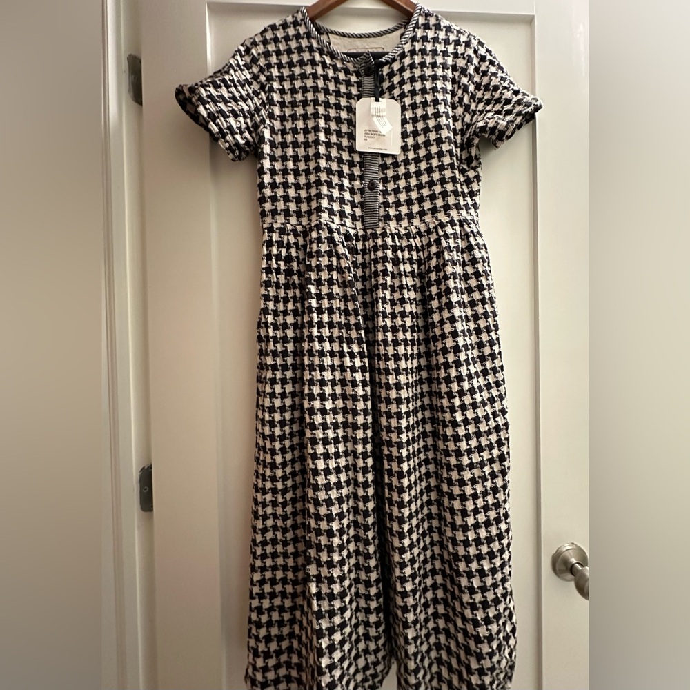 Ace & Jig Black and White Houndstooth Short Sleeve Midi Dress